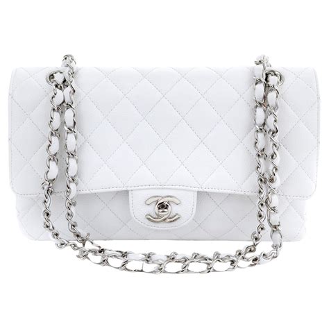 chanel bag white silver